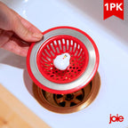 Joie Doodle Doo Kitchen Sink Strainer Basket, Fits All Standard Sinks, Stainless Steel, Cute Garbage Disposal Drain Cover, 4.5-Inch, Red Rooster