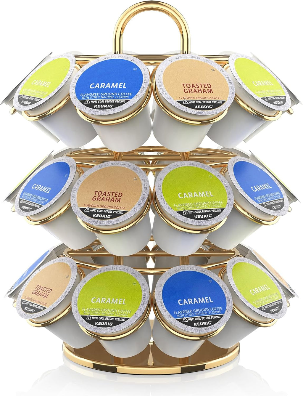 Coffee Pod Storage Organizer for K-Cup Pods, K Cup Holder,K Cup Carousel, Home Office Kitchen Counter Coffee Station Organizer (27 Pods Capacity-Gold)