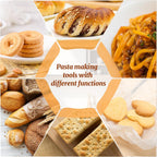 11 PCS Pasta Making Tool, Ravioli Maker Cutter Stamp Set, 1 Pasta Cutter Wheel with 1 Dough Roller, 1 Wood Gnocchi Board with 1 Ravioli Rolling Pin, Pasta Maker Tools for Lasagna, Pierogi