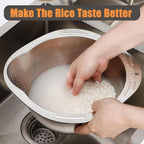 Rice Washer Strainer Bowl, Stainless Steel Washing Bowl, Quinoa Colander Versatile Side Drainers for Cleaning Rinsing Fruits, Vegetables, and Beans - Multifunctional Drain Basket