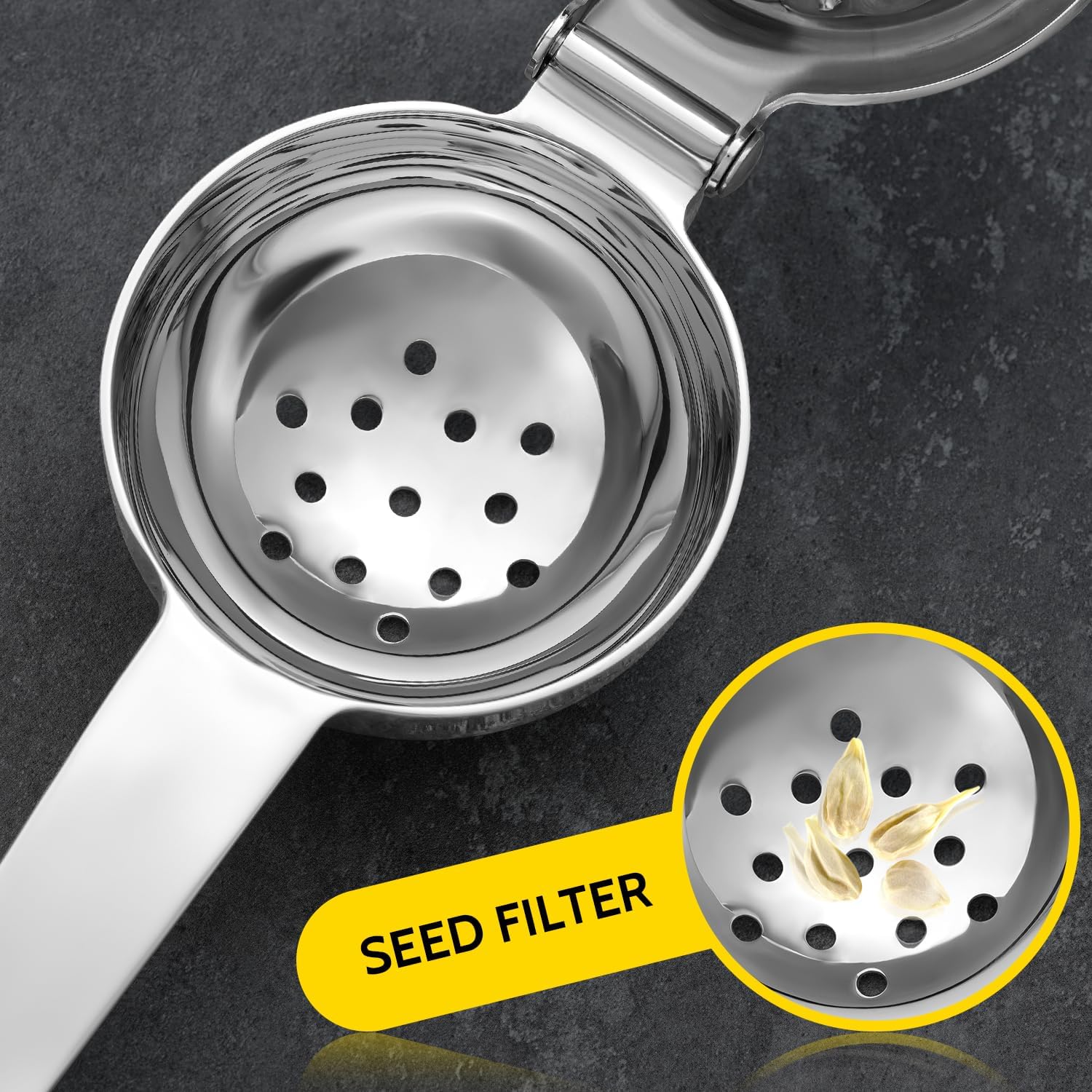 Lemon Squeezer, Sopito Lemon Juicer Stainless Steel Lime Squeezer Heavy Duty with Large Metal Lemon Juicer Squeezer Bowl for Seedless Juicing, Non-Slip Grip Design Lemon Squeezer Manual