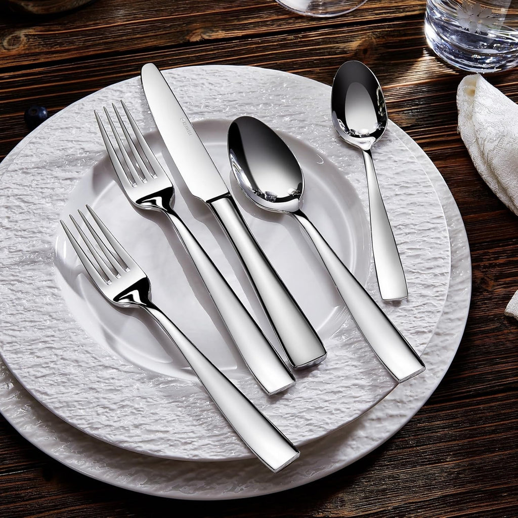 KEAWELL Premium 20/45/65 Piece Louis Silverware Set, 18/10 Stainless Steel, Service for 4/8/12, Fine Flatware Set, Dishwasher Safe (65)