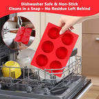 3-Pack Jumbo 6-Cup Silicone Muffin Pan Silicone Muffin Pan - Non-Stick Baking Mold for Cupcakes, Cornbread, Eggs - Red