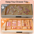 Vtopmart 25 PCS Plastic Drawer Organizers Set, 4-Size Versatile Bathroom and Vanity Drawer Organizer Trays, Storage Bins for Makeup, Bedroom, Kitchen Gadgets Utensils and Office