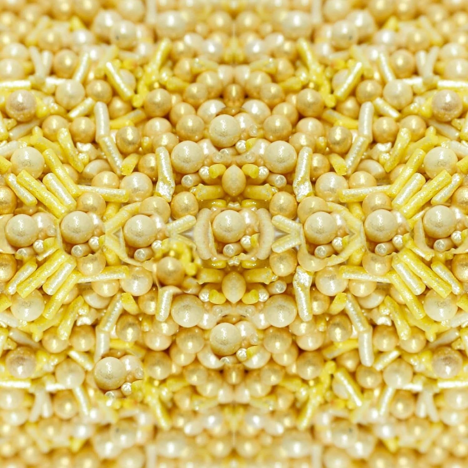 Confect Gold Pearl & Rod Sprinkles Mix – Metallic Edible Pearlized Sugar Balls for Cake Decorating, Cupcakes & Desserts | Vegan, Gluten-Free, Nut-Free, Soy-Free, Dairy-Free, Palm Oil-Free- 4.2 Oz