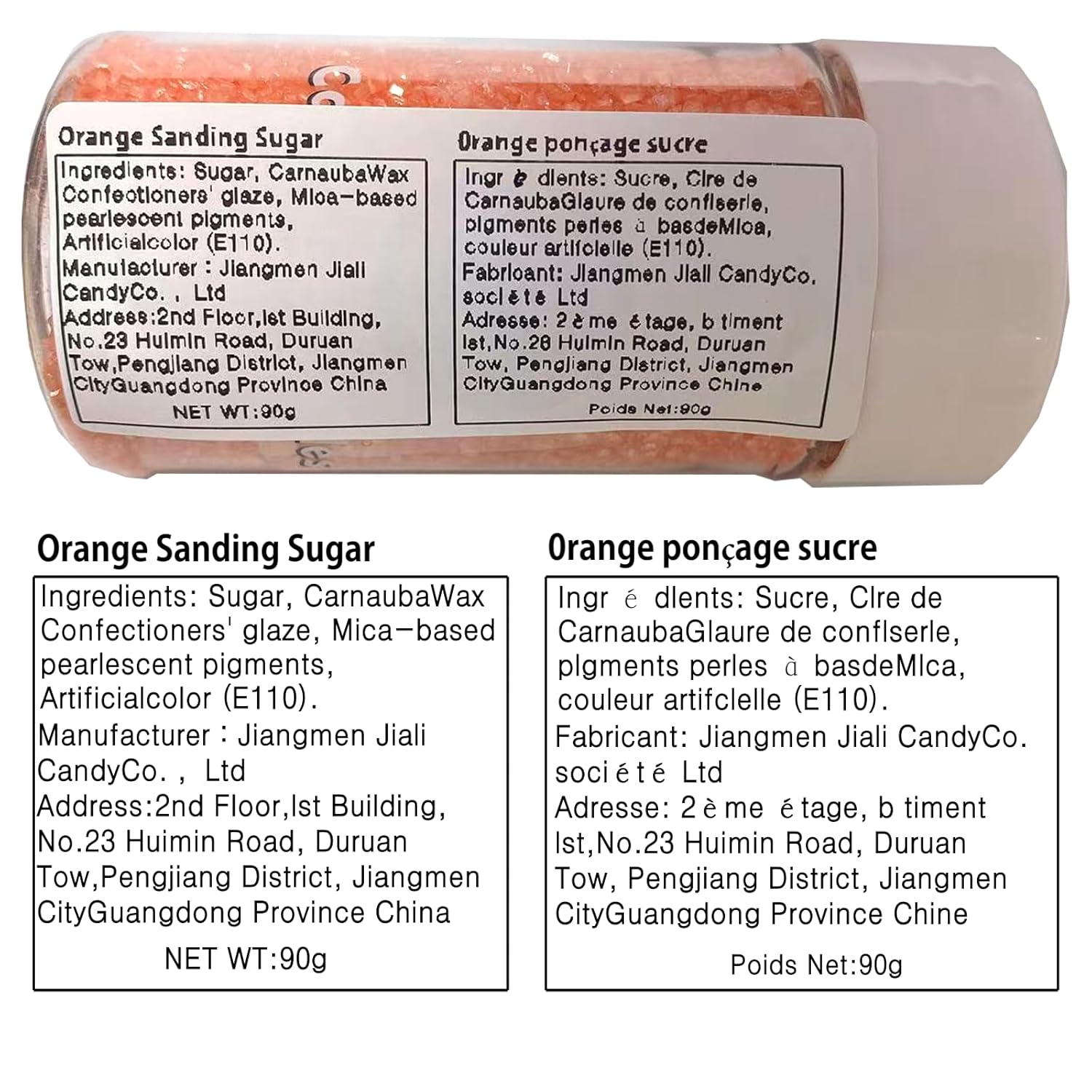 Sentovac Orange Sanding Sugar for Baking Edible Sparkling Sugar Sprinkles Coarse Sugar Crystals for Baking Topping Cake Cookie Cupcake Topper Ice Cream Decoration Supplies 3.2 OZ