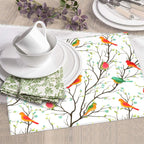 Birds on Tree Dish Drying Mat for Kitchen Counter Washable Absorbent Reversible Microfiber Cute Birds Drying Pad Kitchen Accessories 16x18 Inch