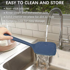 Coukre 2 Pack Silicone Spatula Set, High Heat Resistant, BPA Free Kitchen Spatula, Solid & Slotted Turner for Non-Stick Pans, Sautéing, and Flipping (2, PureDarkBlue)