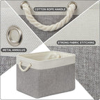 DULLEMELO Storage Baskets for Organizing 16x12x12 Large Fabric Storage Bins Baskets Set of 2 Collapsible Decorative Storage Boxes for Shelves Closets Nursery Toy Clothes (White And Grey)