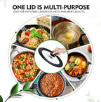 Universal Lids for Pots, Pans & Skillets - Fits 7", 8" & 9" Diameter, 10", 11" & 12" Diameter Cookware, Tempered Glass with High Heat Resistant Silicone Rim (2PK)
