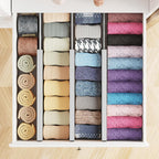 SpaceAid Bamboo Dresser Drawer Dividers 6 Pack, 4.65“ High Adjustable 12.5“-17” Drawer Organizers, Expandable Organization for Clothing, Clothes, Dressers, Gray