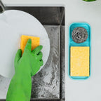 Zulay Kitchen (9x3.5) Silicone Sponge Holder for Kitchen Sink - Flexible Multipurpose Soap Tray Sponge Holder - Sink Organizer Tray for, Bathroom, Makeup, Trinkets & More (Aqua Sky)