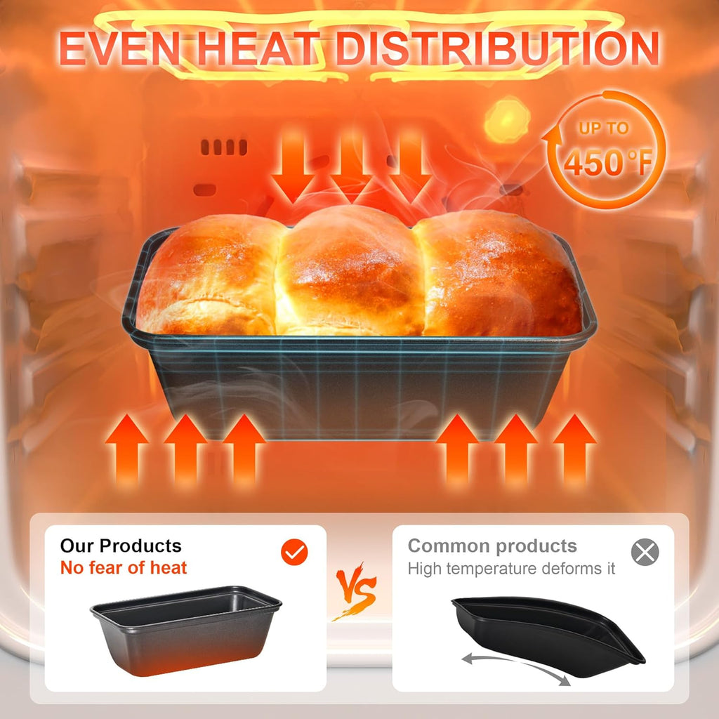 HONGBAKE Mini Loaf Pan for Baking Bread, 6 x 3.3 x 2 In Nonstick Small Banana Bread Tins Set of 3, Tiny Carbon Steel Meatloaf Pan - Dark Grey