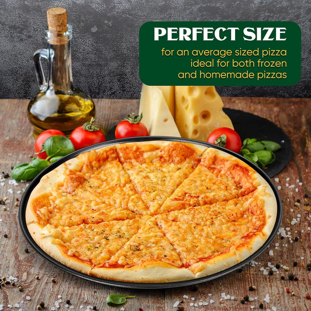 E-far 12 Inch Pizza Pan Set of 2, Nonstick Pizza Pie Pan Tray Platter, Metal Round Baking Sheet Cooking Pan for Oven, Durable & Stainless Steel Core