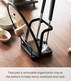 Yamazaki Home Tower Lid & Ladle Stand - Large, Kitchen Stand For Utensils, Lids, And Cookbooks, Heat-Resistant Kitchen Stand - Steel