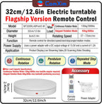 12.6In Remote Motorized Electric Turntable Rotating Display Stand Rotating Platform Photography Turntable motorized lazy susan base giratoria para for Photography,3D Scanner,(Load Range:88~300lbs)