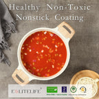 ESLITE LIFE Nonstick Stock Pot with Lid, 3 Quart Granite Casserole Small Soup Pot Pasta Cooking Pot, Induction Compatible, PTFE & PFOA Free, White