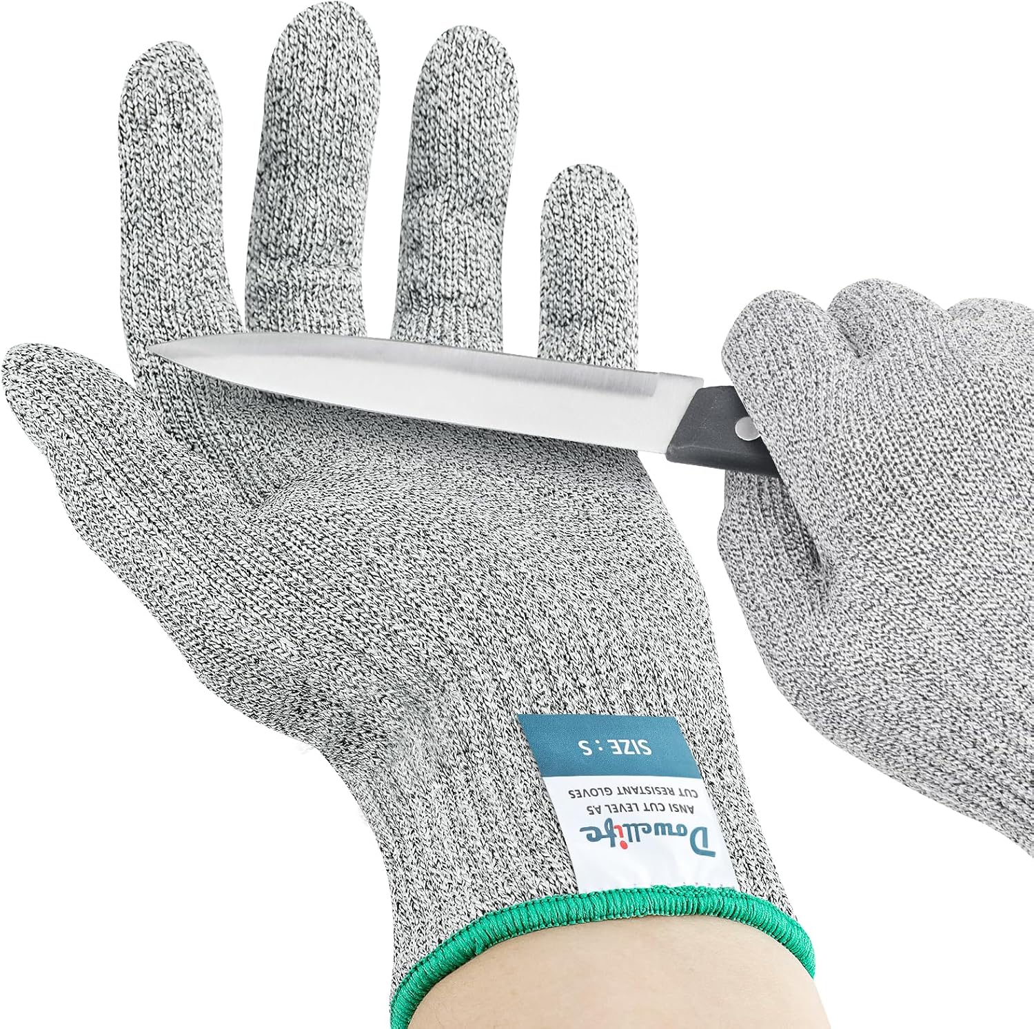 Dowellife Soft Level 9 Cut Resistant Gloves Food Grade, Steel Wire Mixed Kitchen Safety Gloves for Chef Oyster Shucking Mandoline Knife Butcher Meat Cutting Carving (Small)