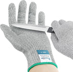 Dowellife Soft Level 9 Cut Resistant Gloves Food Grade, Steel Wire Mixed Kitchen Safety Gloves for Chef Oyster Shucking Mandoline Knife Butcher Meat Cutting Carving (Large)
