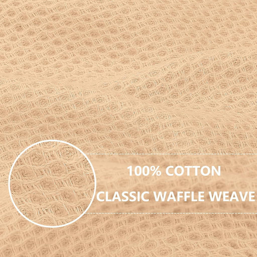Homaxy 100% Cotton Waffle Weave Kitchen Dish Towels, Ultra Soft Absorbent Quick Drying Cleaning Towel, 13 x 28 Inches, 8-Pack, Apricot