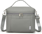 NOL Natural Organic Lifestyle Insulated Lunch Bags for Women Cooler Bag Lightweight Nylon Waterproof Lunch Box For Work (Cool gray, Medium(normal))