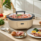 MAGNIFIQUE 6 Quart Programmable Slow Cooker Removable Healthy Nonstick Pot - Small Kitchen Appliance for Family Dinners - Serves 6+ People - Heat Settings: Keep Warm Brown Sugar