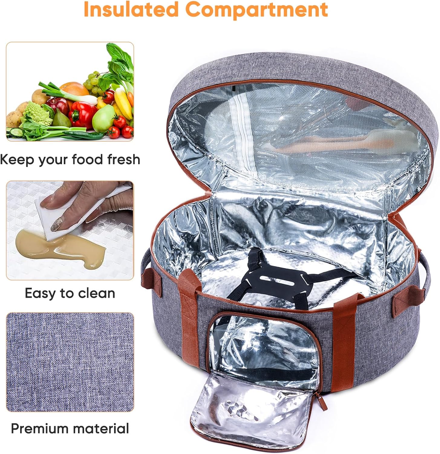 Insulated Slow Cooker Carrying Bag for 6-8 Quart CrockPot and Hamilton Beach Slow Cooker with See-thought Window, Portable Carrier Case with Adjustable Band and Accessory Pocket