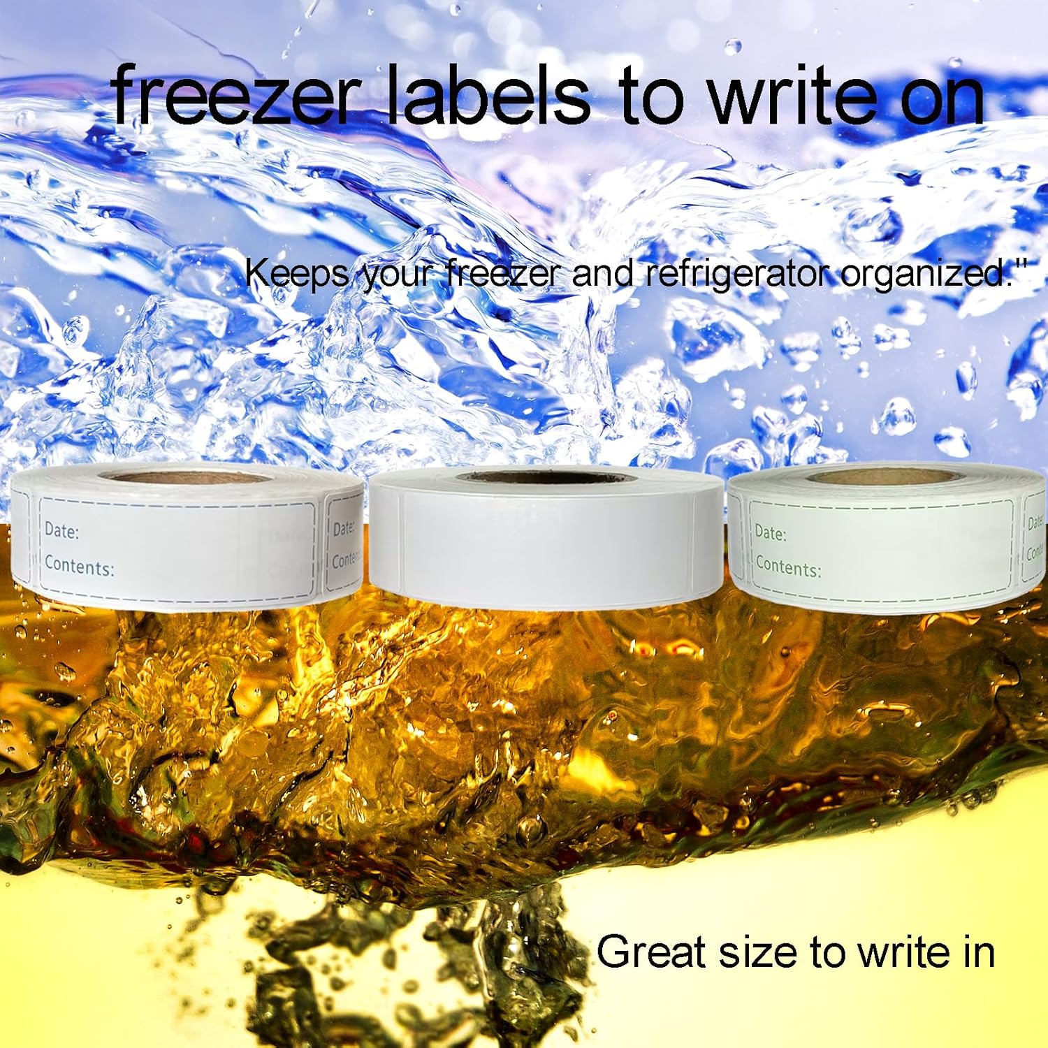 1000pcs Freezer Labels,1x3 inch for Food containers,Food Labels Quick and Easy to Remove- Easy to Write on(Black)