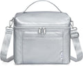 NOL Natural Organic Lifestyle Insulated Lunch Bags for Women Cooler Bag Lightweight Nylon Waterproof Lunch Box For Work (Silver, Medium(normal))