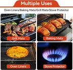 Oven Liners for Bottom of Oven, 2 Pack Reusable Large Thick Heavy Duty Teflon Oven Mat Set, Non Stick Oven Mats for Bottom of Electric Oven Gas Oven Toaster Oven Microwave Stove Grill, Easy to Clean