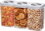 Amazing Abby - Carol - 96-Ounce Acrylic Canister (Set of 3), Plastic Airtight Food Container, Stackable for Pantry Storage, BPA-Free and Shatter-Proof, Perfect for Home and Commercial Use