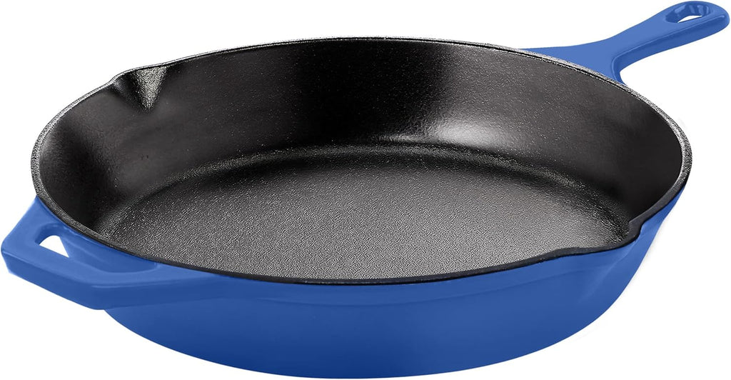 Utopia Kitchen Pre Seasoned Chefs Pan Cast Iron Skillet Frying Safe Grill Cookware for indoor & Outdoor Use (Blue, 10.25 Inch (Pack of 1))