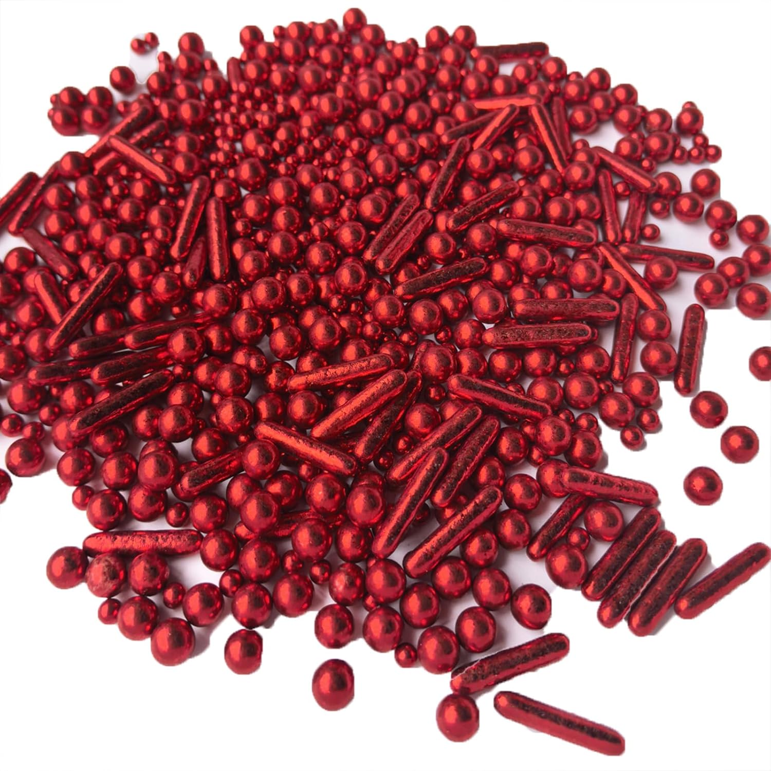 Sprinkles Red Pearl Sugar Candy Mix Size Baking Cake Decorations Cupcake Toppers Celebrations Shaker Jar Wedding Shower Party (130g/4.2oz）