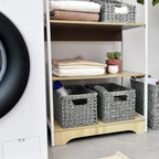 GRANNY SAYS Wicker Baskets with Handles - Gray Storage Baskets (2-Pack) for Organizing Cabinet, Coffee Table