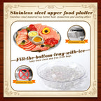 Baderke 6 Set 11.8" Chilled Serving Tray for Parties with Compartments Ice Chilled Party Platter Charcuterie Serving Board Cold Dish Dip for Fruit Seafood Vegetable Shrimp Cocktail (Natural)