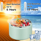 12oz Insulated Vacuum Food Jar with Buckle Lid Wide Mouth Soup Thermo for Hot Food Kids Leakproof Stainless Steel Lunch Container (Mint, 12OZ)