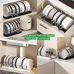 Pot Rack : Pots and Pans Organizer Under Cabinet 7 Adjustable Compartment Expandable Pot Lid Holder for Kitchen Cookware, Bakeware, Lid, Dishes, Cutting Boards,Black