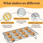 Cooling Racks for Cooking and Baking - 3 Tier Stackable Grid Wire Baking Rack for Oven Cooking, Baking, Grilling, Roasting -Dishwasher Safe Bacon Rack