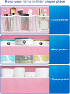 Over the Door Organizers Storage - 6 Shelf Hanging Storage shelves Door Organizer with Pockets, Anti Tilt 44 lb Load Behind Door Organizer for Bedroom,Nursery,Bathroom,Kitchen,Dorm,Shoe - 1 Pack, Pink