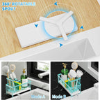 Cisily Turquoise Sponge Holder for Kitchen Sink, Sink Caddy Organizer with High Brush Holder, Kitchen Countertop Organizers and Storage Essentials, Rustproof 304 Stainless Steel, Soap Dispenser