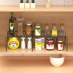 Redrubbit Expandable Metal Rustproof Kitchen Counter and Shelf Rack, 4 Piece Set of 2, Space Saver for Kitchen, Fridge, Bathroom
