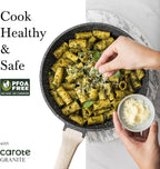 CAROTE Non Stick Frying Pan Skillet, Nonstick Granite Fry Pan with Glass Lid, Egg Pan Omelet Pans, Stone Cookware Chef's Pan, PFOA Free (Classic Granite, 10-Inch)