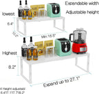 Heavy-Duty Adjustable Metal Shelf Organizer - Expandable & Stackable Pantry Storage Rack for Kitchen, Bathroom, RV, Cabinets(3 Packs/White, Large)