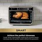 NINJA DT251 Foodi 10-in-1 Smart Air Fry Digital Countertop Convection Toaster Oven with Thermometer XL Capacity and a Stainless Steel Finish (Renewed)