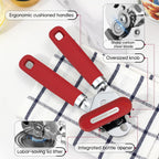 Can Opener Manual, UHIYEE Hand Held Manual Can Openers Heavy Duty with Smoother Cut Sharp Blade, Manual Hand Can Open with Soft Handle, Easy to Turn Knob, Magnetic Lid Lifter, Red