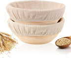 KONGDY Banneton Bread Proofing Basket, 10 Inch Round Sourdough Proofing Basket with Linen Liner, Bread Making Starter Kit, Bread Lame