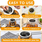 4 PCS Tea Strainer with Lid 304 Stainless Steel Tea Infuser Basket for Loose Tea Extra Fine Mesh Tea Diffuser Long Handle Tea Strainers Filters for Hanging on Teapots Mugs Cups