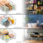 Sorbus Medium Clear Storage Drawers (2 Pack) – Stackable Organizer Drawers for Fridge, Pantry, Kitchen – Pull-Out Storage Bins with Handles, Slide Out Acrylic Drawers