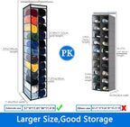 Closet Organization, 24 Section Hanging Closet Organizer, Space Saving, College Dorm Essentials, Heavy Duty Hooks Up to 45 Pounds, White/Black