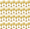 Plastic Wine Glasses，Plastic Goblets Vintage Style Cordial Drinking Glasses for Wedding Reception, Grand Event Party Supplies (48, Gold)